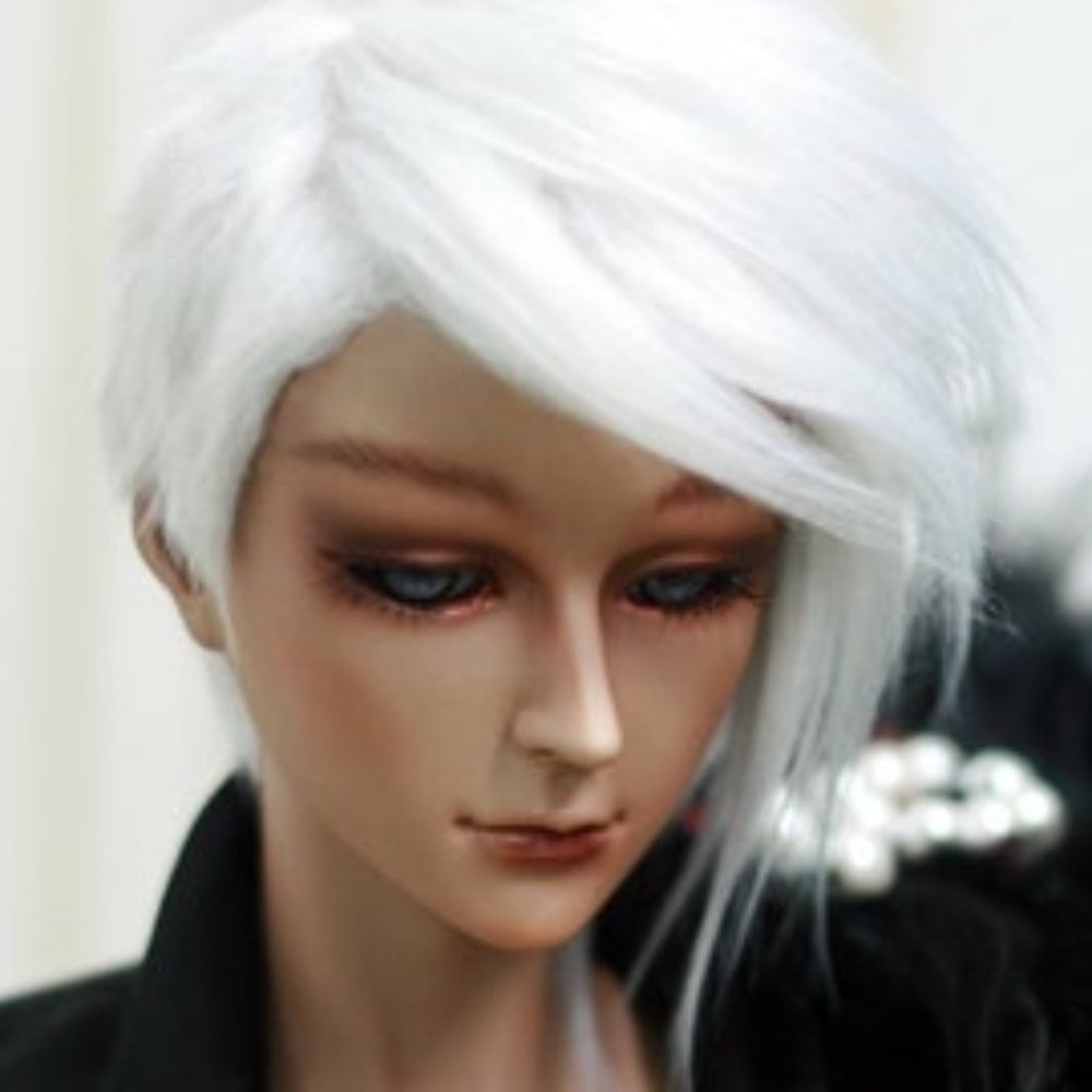 BJD Wig Two Block Pink Gray & Silver Gray